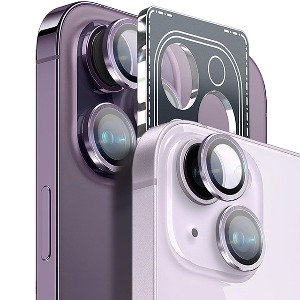 아이폰14프로/아이폰14프로맥스 메탈링 슬림핏 빛번짐 방지 카메라 렌즈 강화유리