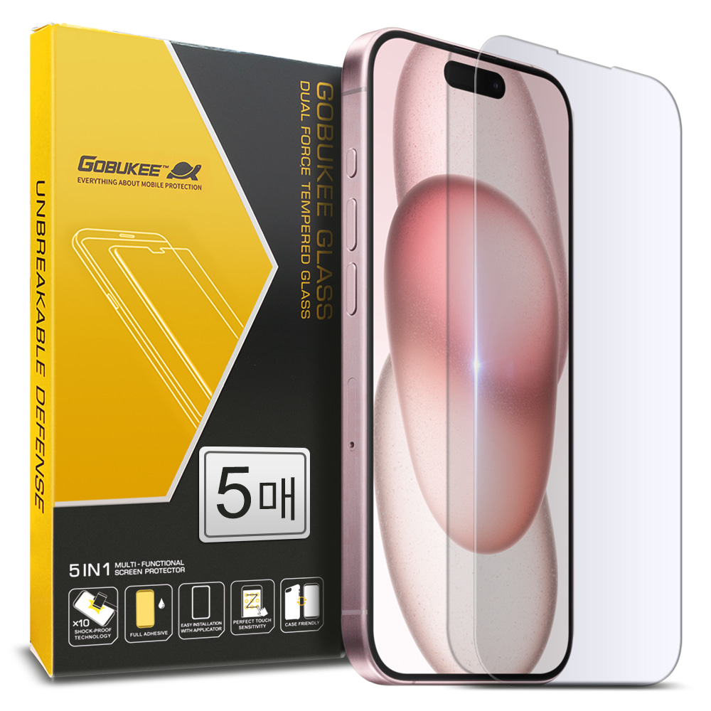 아이폰15 프로맥스 평면 투명 강화유리 플러스 액정보로필름 5매