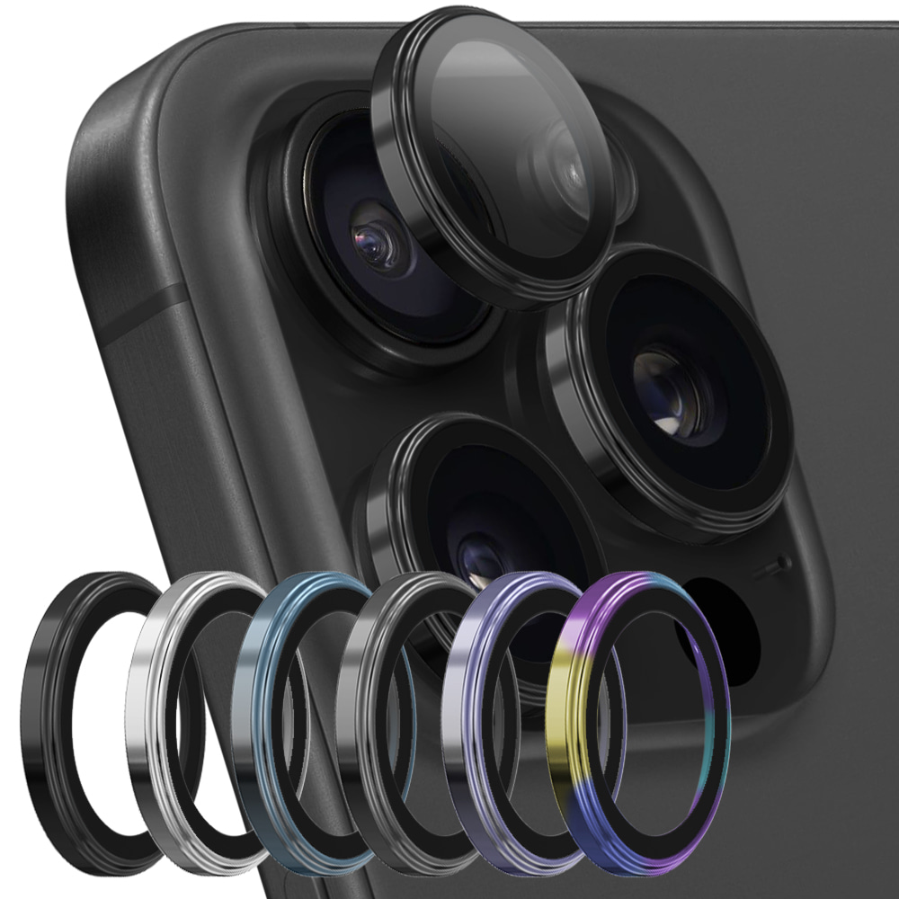 아이폰15 프로 맥스 메탈링 플러스 슬림핏 카메라 렌즈 강화유리